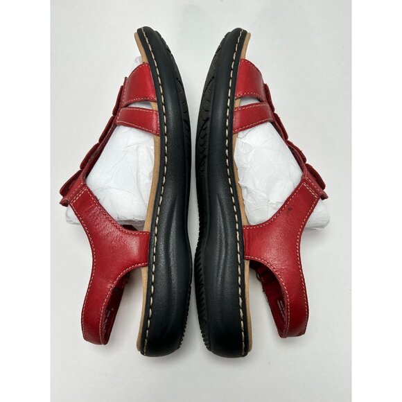 Clarks Collection Sandals Women's Size 8 Red Leather Basket Weave Detail - Picture 6 of 11